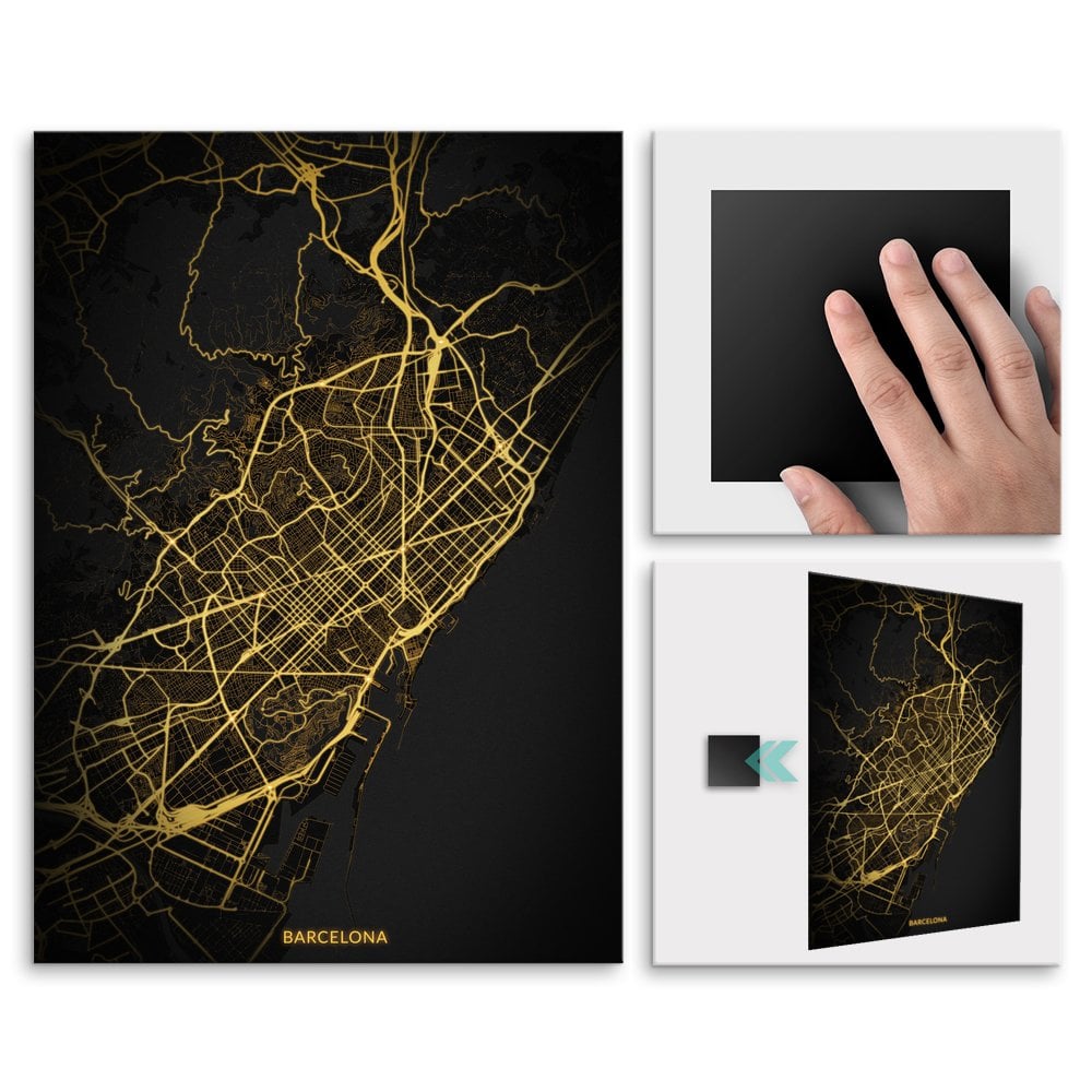Plakat metalowy Mapa City Lights Barcelona L