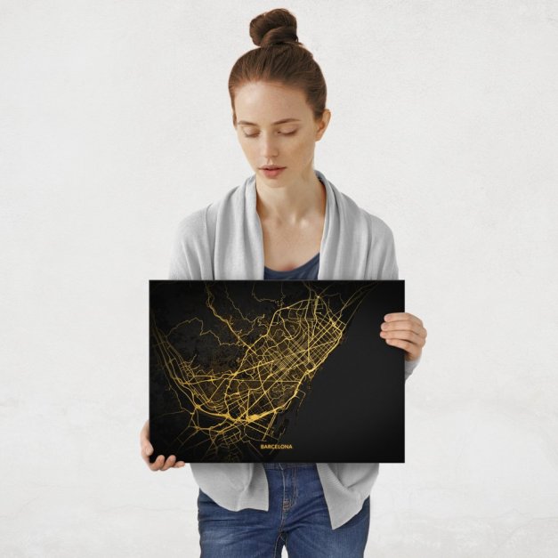 Plakat metalowy Mapa City Lights Barcelona M