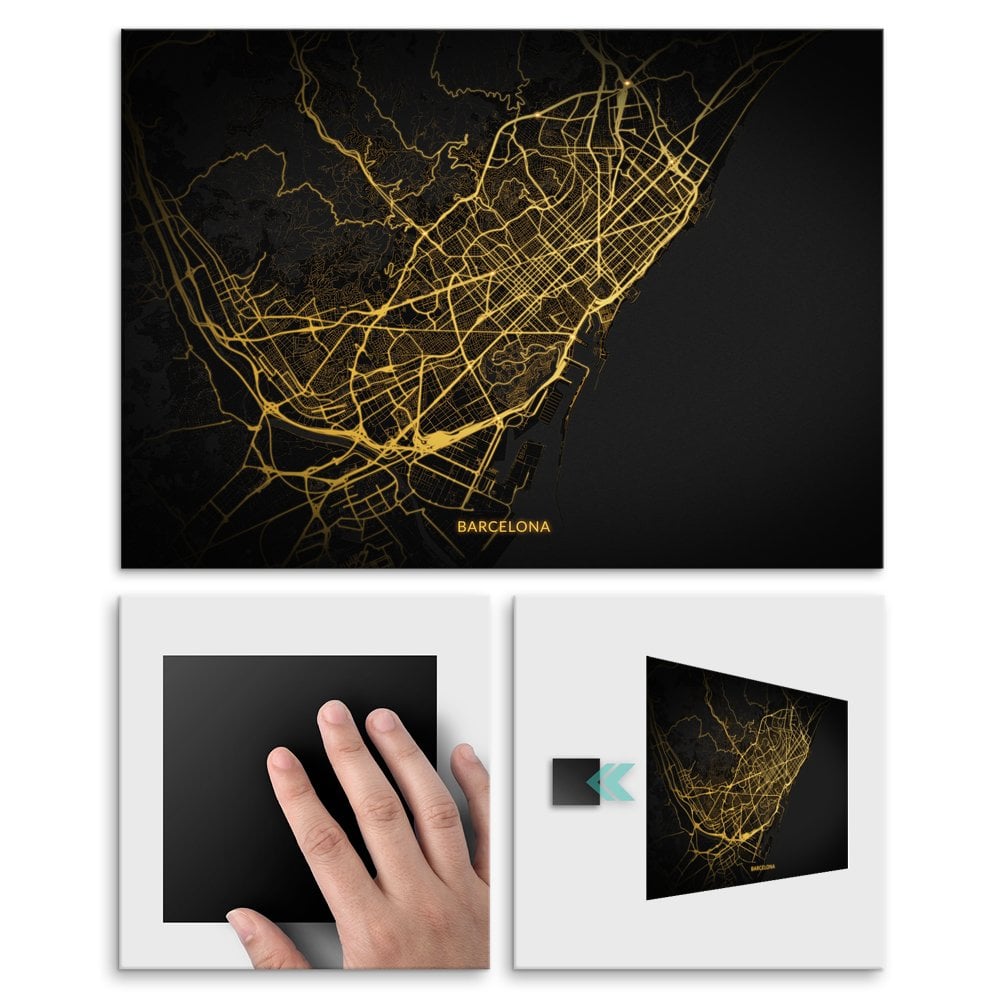 Plakat metalowy Mapa City Lights Barcelona L