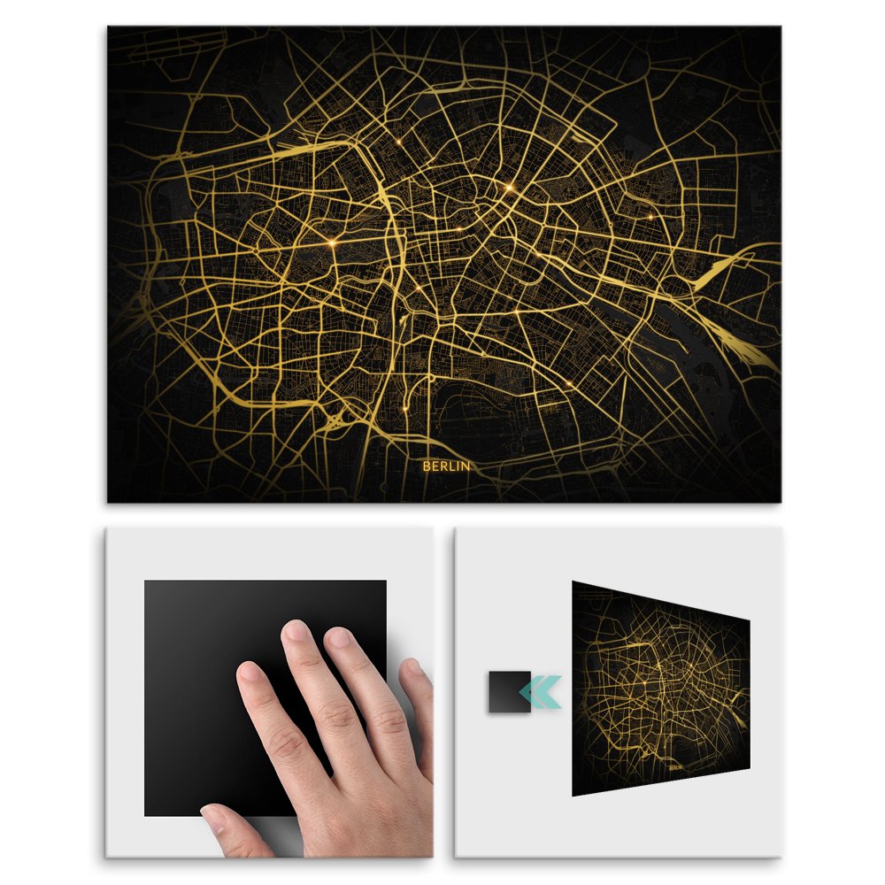 Plakat metalowy Mapa City Lights Berlin M