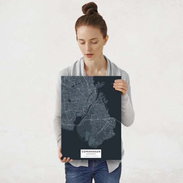 Plakat metalowy Mapa Navy Kopenhaga M