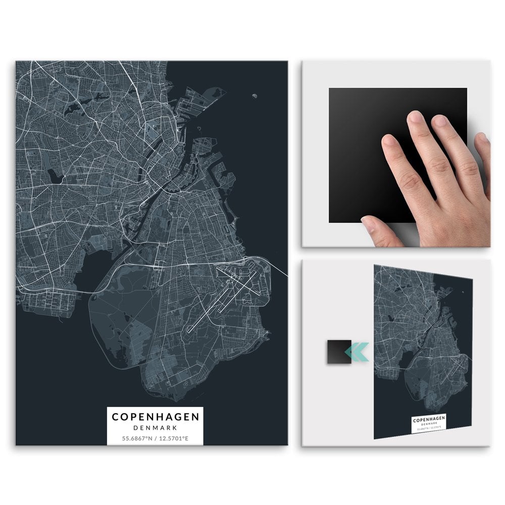 Plakat metalowy Mapa Navy Kopenhaga L
