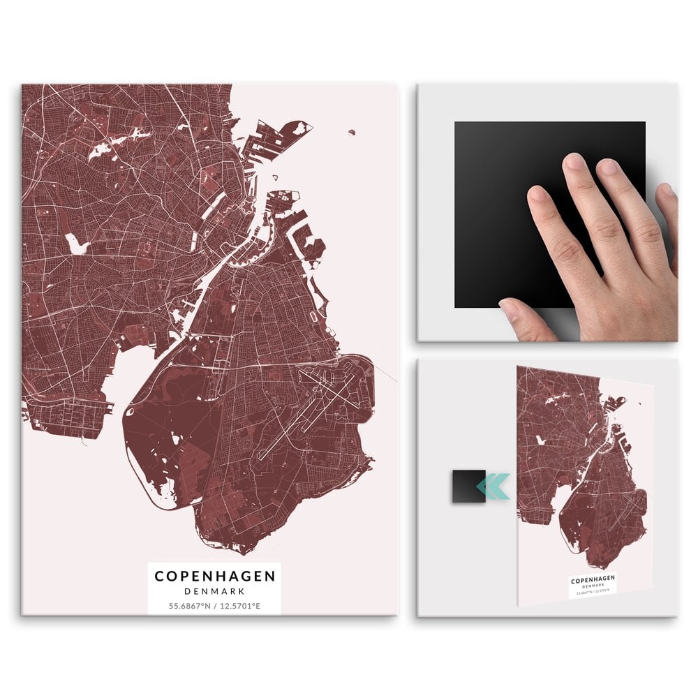 Plakat metalowy Mapa Burgund Kopenhaga L