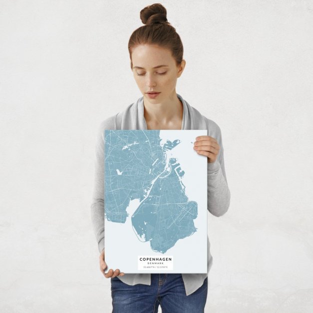 Plakat metalowy Mapa Lazur Kopenhaga M