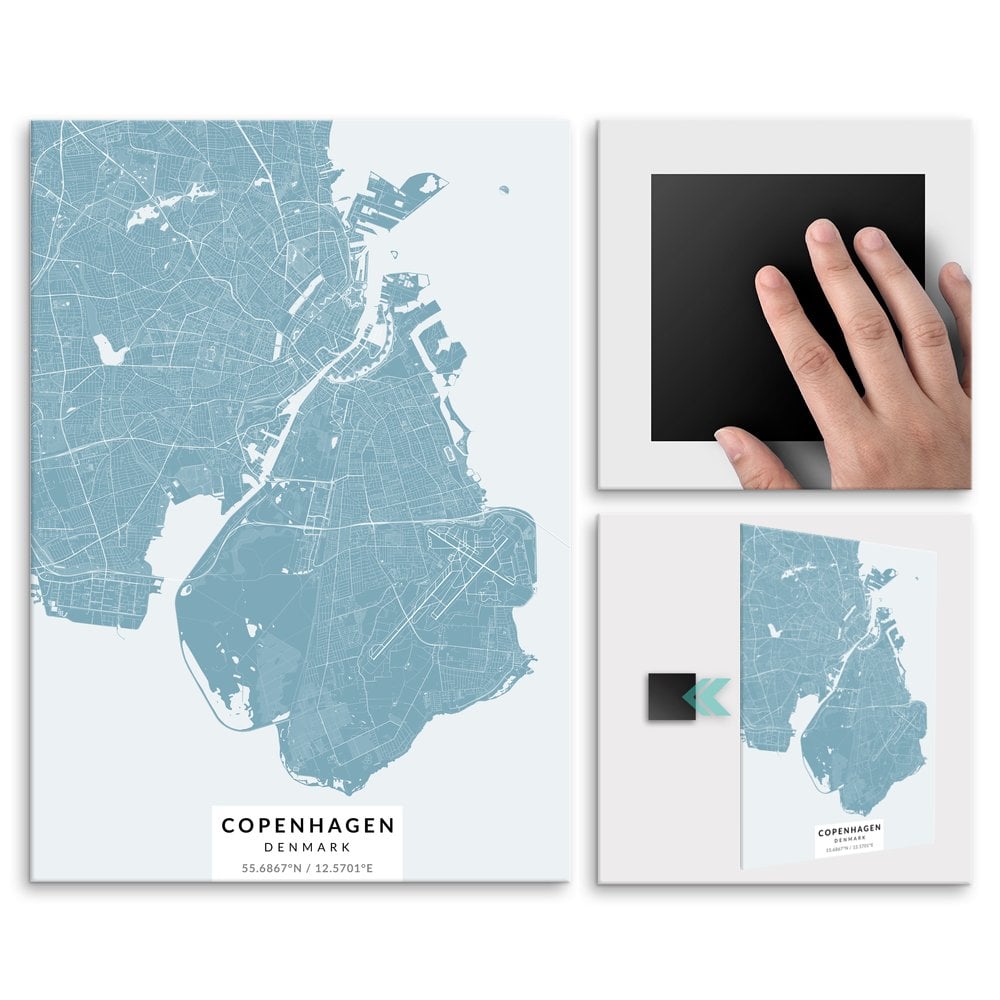 Plakat metalowy Mapa Lazur Kopenhaga M