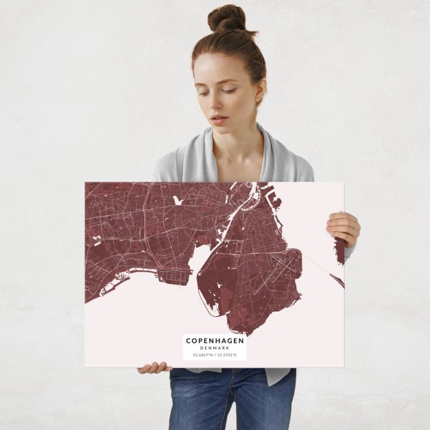 Plakat metalowy Mapa Burgund Kopenhaga L