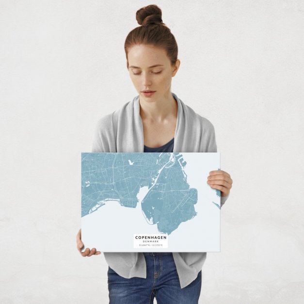 Plakat metalowy Mapa Lazur Kopenhaga M