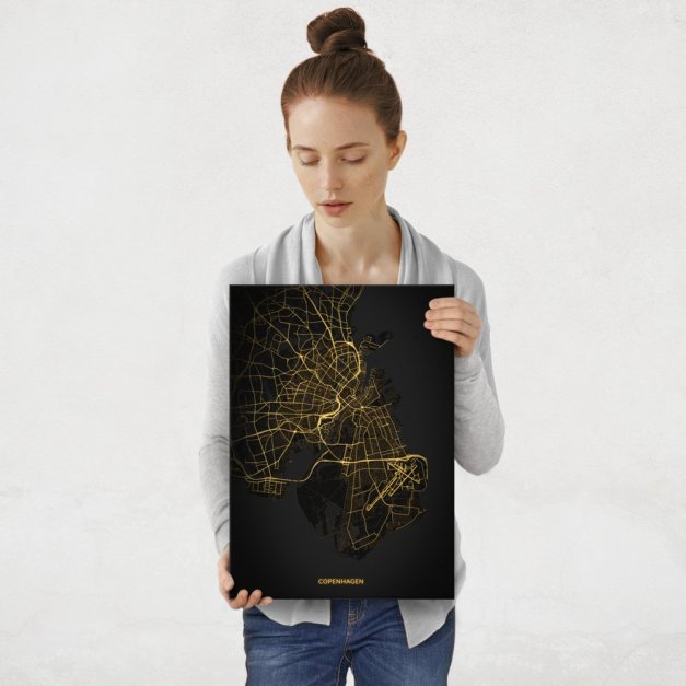 Plakat metalowy Mapa City Lights Kopenhaga M
