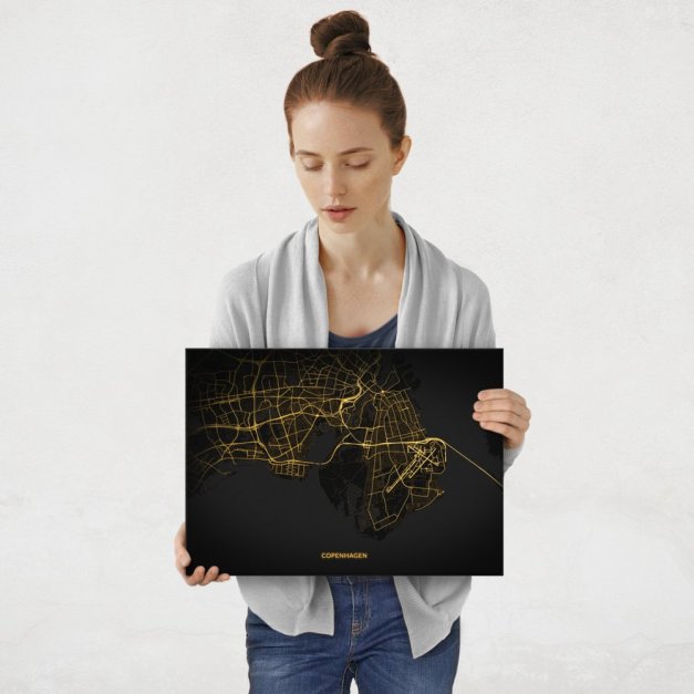 Plakat metalowy Mapa City Lights Kopenhaga M