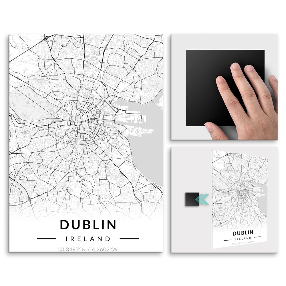Plakat metalowy Mapa B&W Dublin L