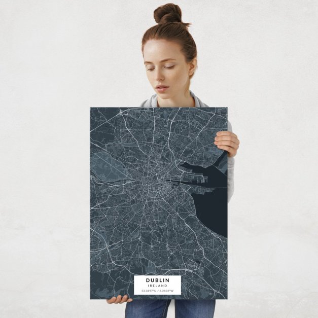 Plakat metalowy Mapa Navy Dublin L