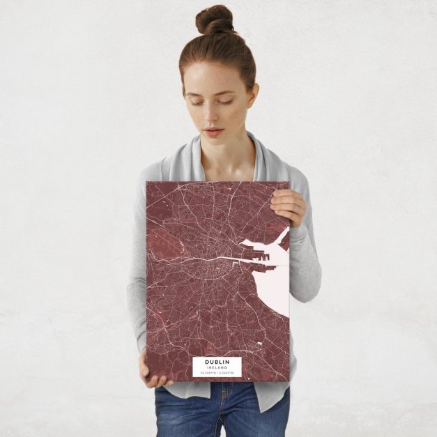 Plakat metalowy Mapa Burgund Dublin M
