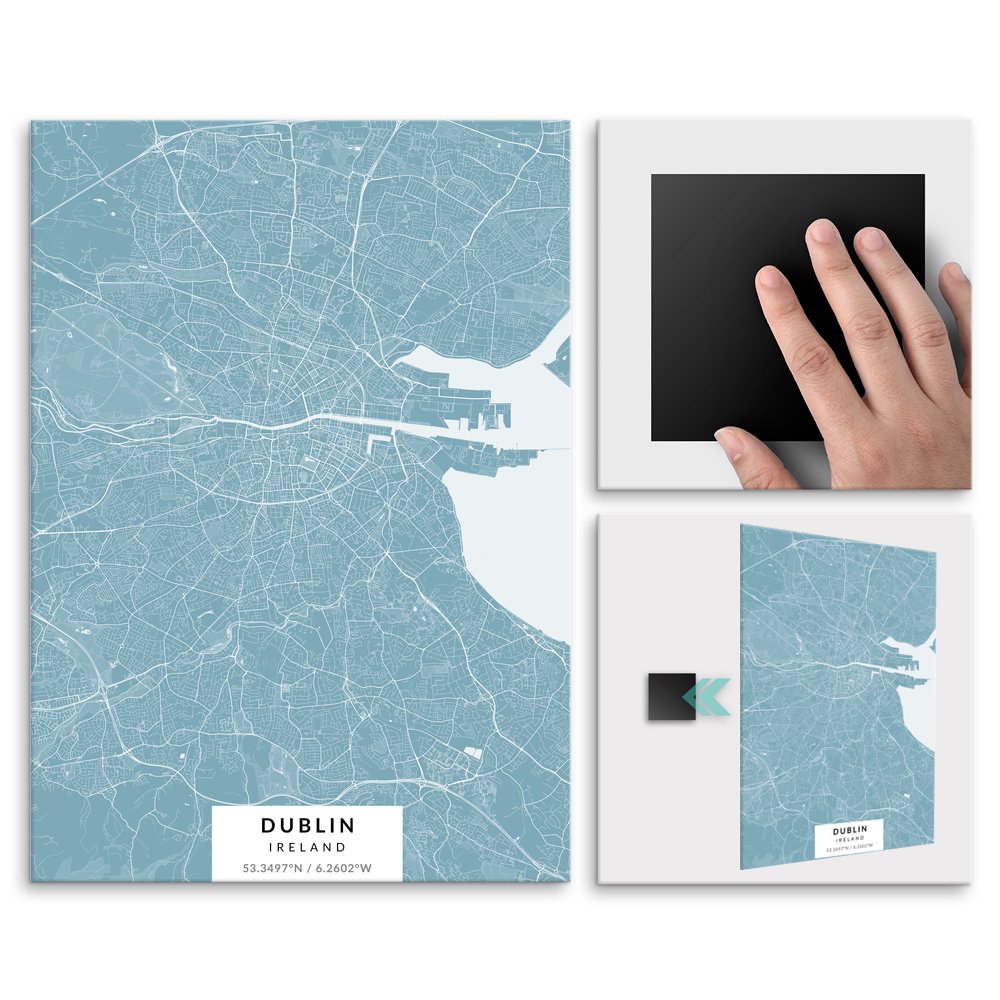 Plakat metalowy Mapa Lazur Dublin L
