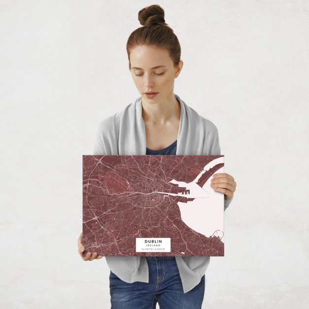 Plakat metalowy Mapa Burgund Dublin M