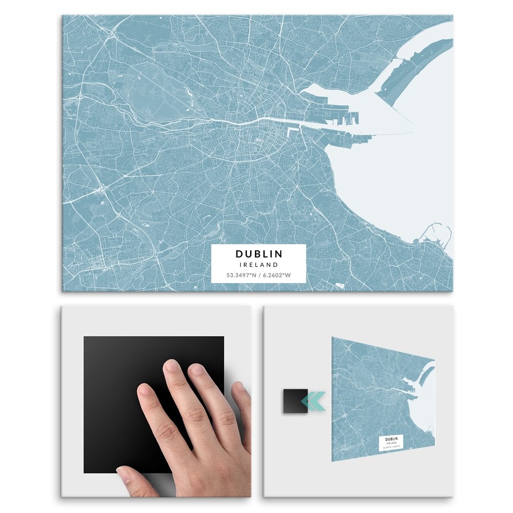 Plakat metalowy Mapa Lazur Dublin L
