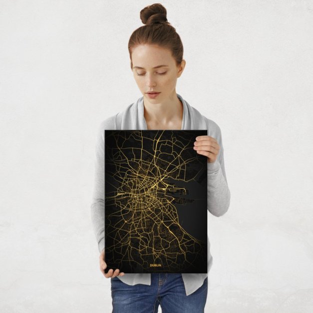 Plakat metalowy Mapa City Lights Dublin M