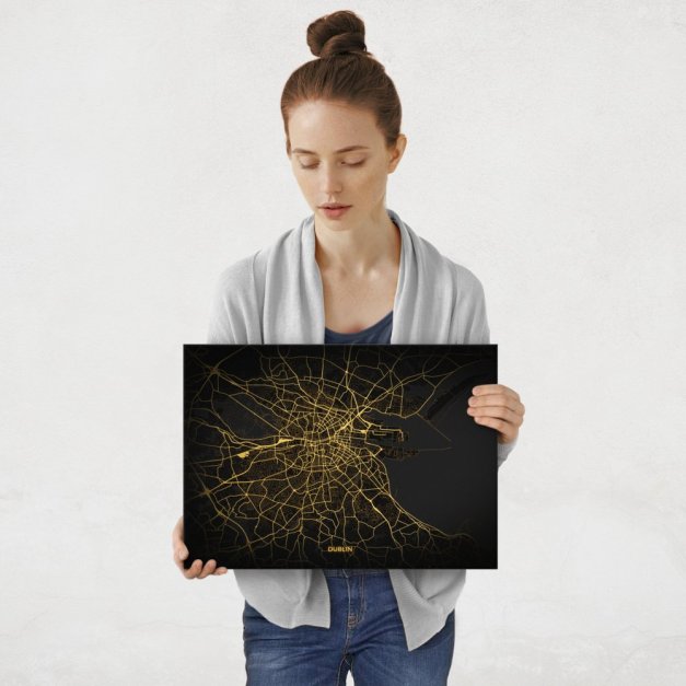 Plakat metalowy Mapa City Lights Dublin M