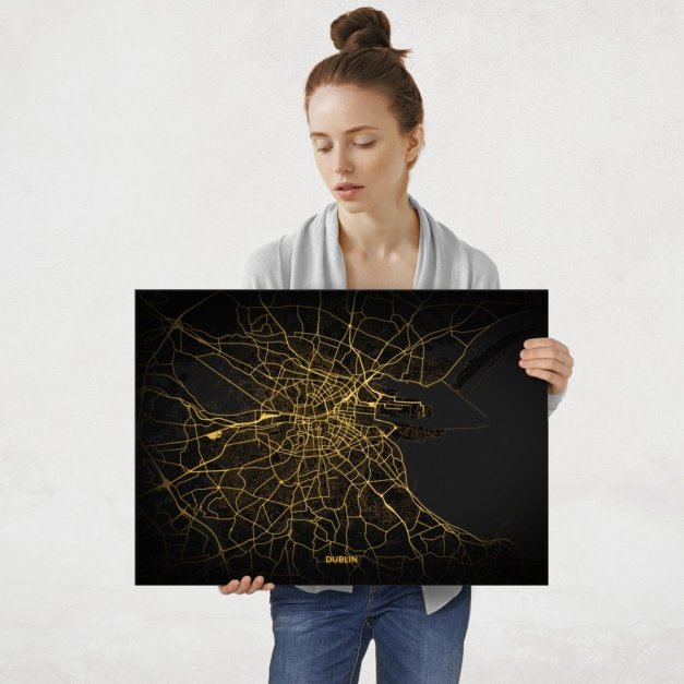 Plakat metalowy Mapa City Lights Dublin L