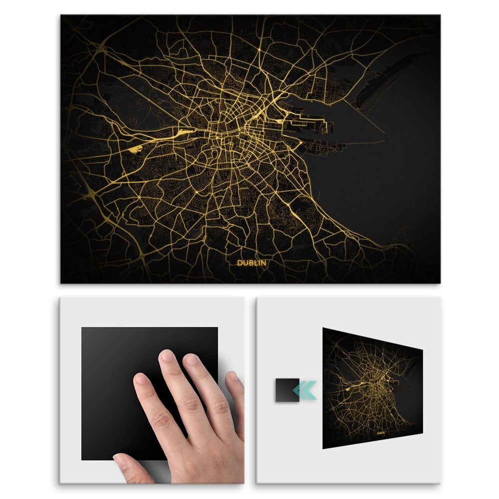 Plakat metalowy Mapa City Lights Dublin L