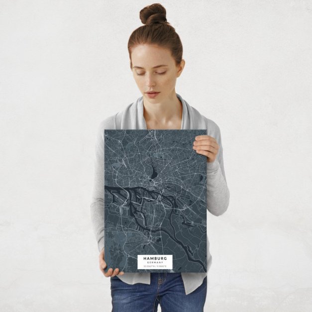 Plakat metalowy Mapa Navy Hamburg M