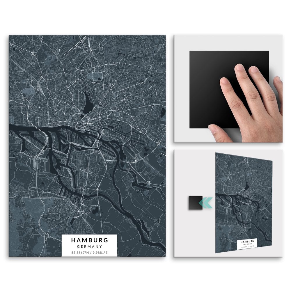 Plakat metalowy Mapa Navy Hamburg L