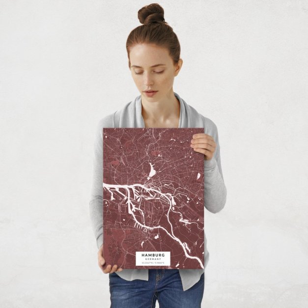 Plakat metalowy Mapa Burgund Hamburg M