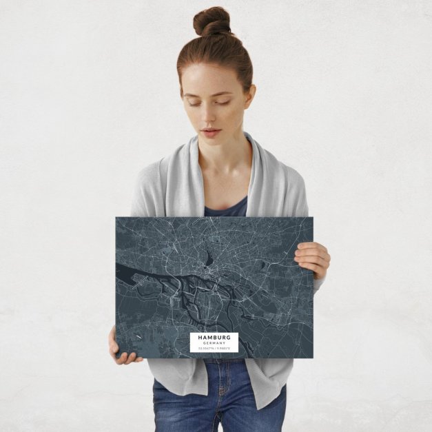 Plakat metalowy Mapa Navy Hamburg M
