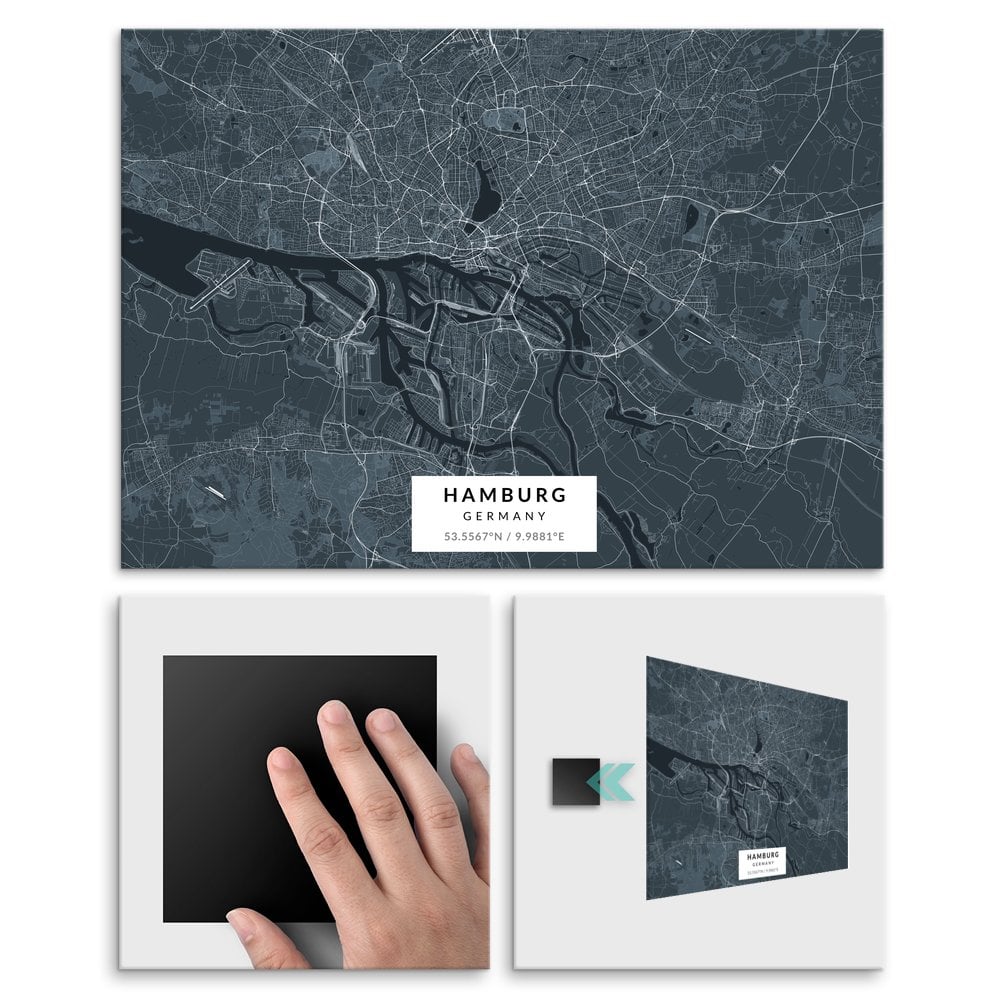 Plakat metalowy Mapa Navy Hamburg M