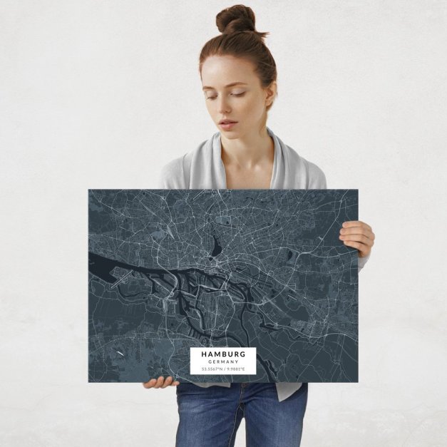 Plakat metalowy Mapa Navy Hamburg L
