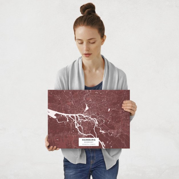 Plakat metalowy Mapa Burgund Hamburg M