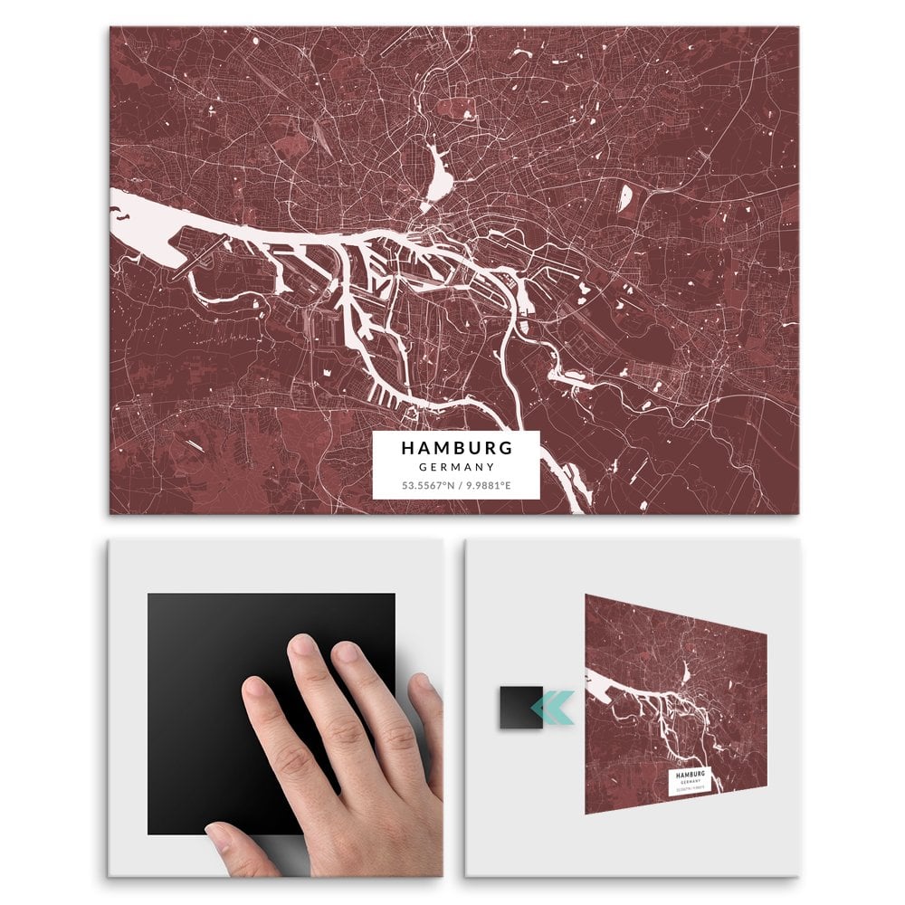 Plakat metalowy Mapa Burgund Hamburg M