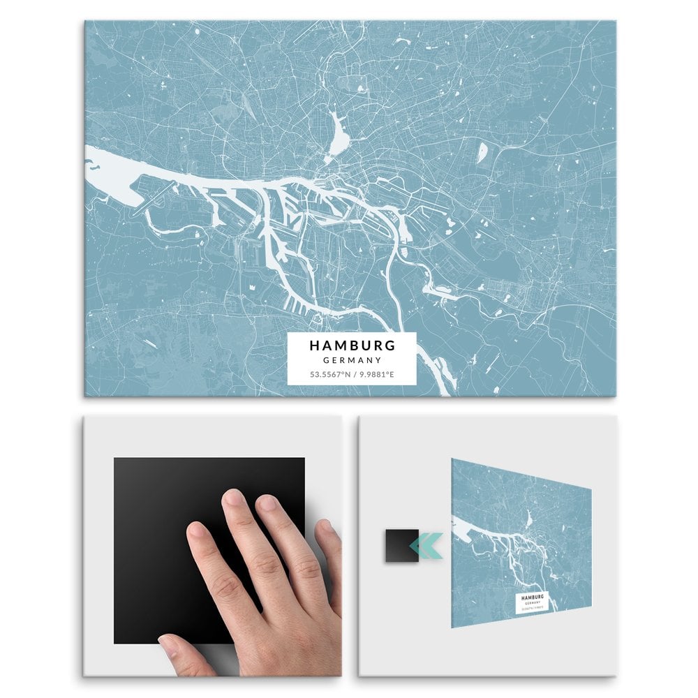 Plakat metalowy Mapa Lazur Hamburg M