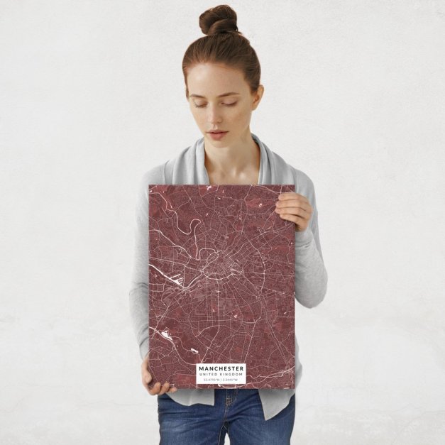 Plakat metalowy Mapa Burgund Manchester M