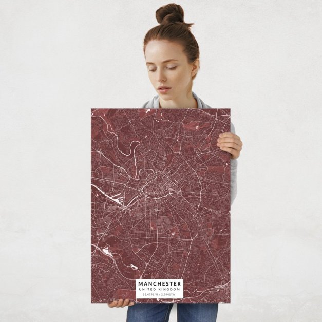 Plakat metalowy Mapa Burgund Manchester L