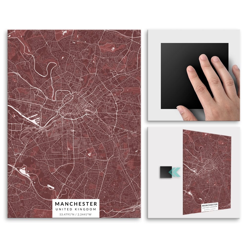 Plakat metalowy Mapa Burgund Manchester L