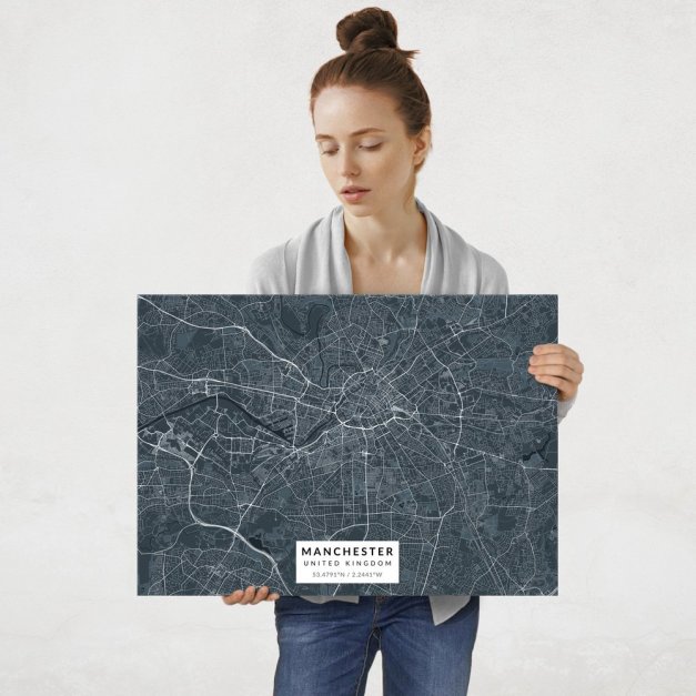 Plakat metalowy Mapa Navy Manchester L