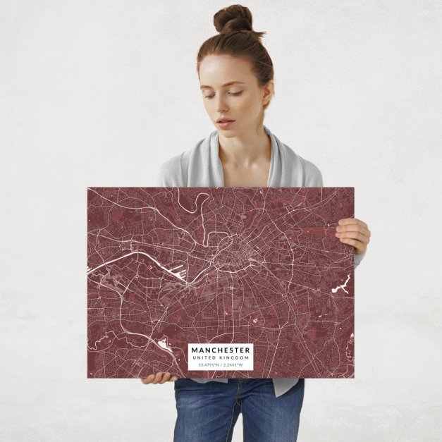 Plakat metalowy Mapa Burgund Manchester L