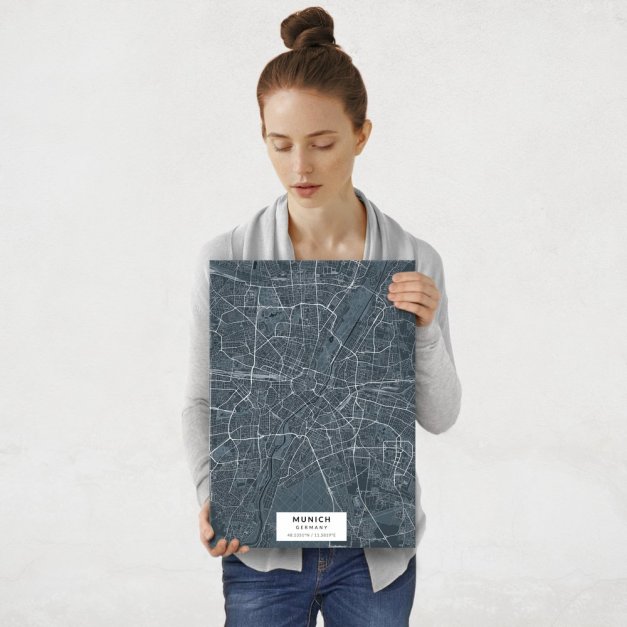 Plakat metalowy Mapa Navy Monachium M