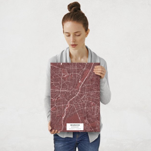 Plakat metalowy Mapa Burgund Monachium M