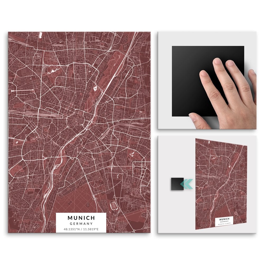 Plakat metalowy Mapa Burgund Monachium M
