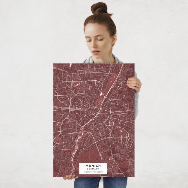 Plakat metalowy Mapa Burgund Monachium L