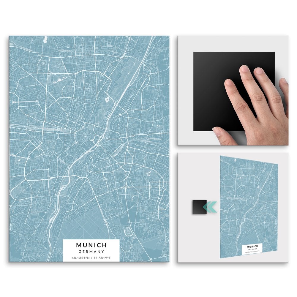 Plakat metalowy Mapa Lazur Monachium M