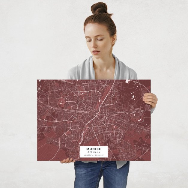 Plakat metalowy Mapa Burgund Monachium L