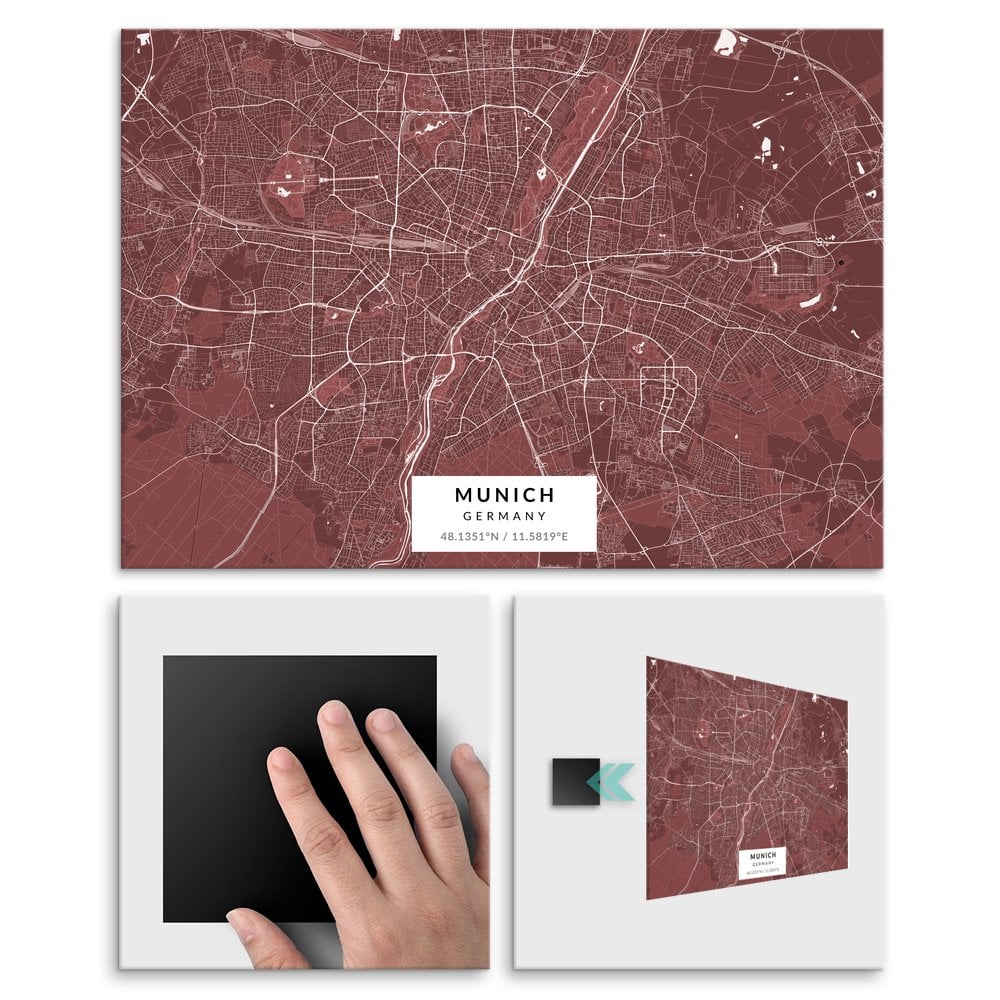 Plakat metalowy Mapa Burgund Monachium L