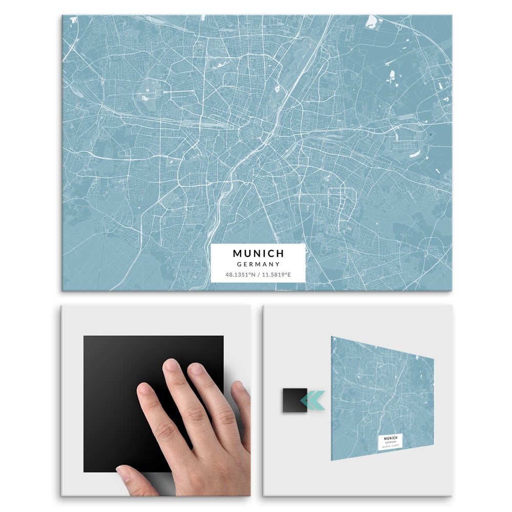Plakat metalowy Mapa Lazur Monachium L