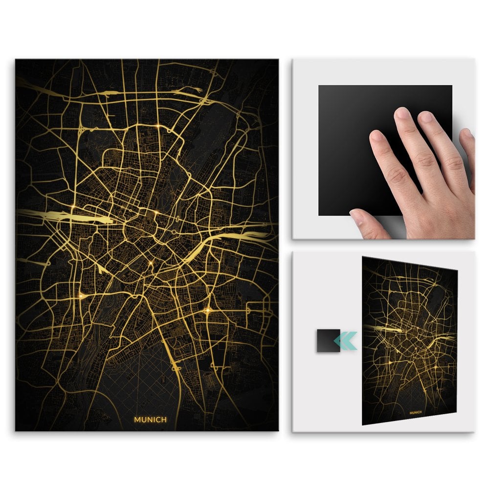 Plakat metalowy Mapa City Lights Monachium M