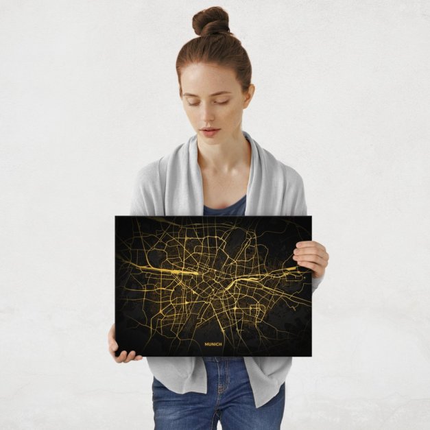 Plakat metalowy Mapa City Lights Monachium M