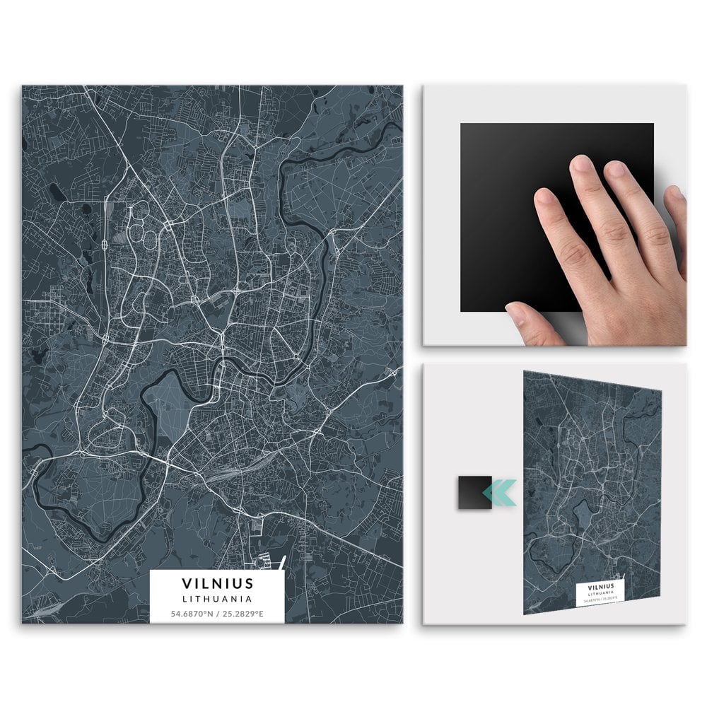 Plakat metalowy Mapa Navy Wilno M