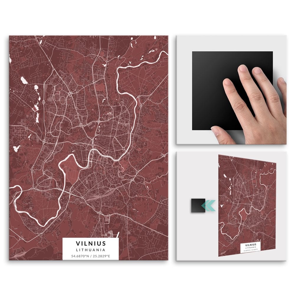 Plakat metalowy Mapa Burgund Wilno M
