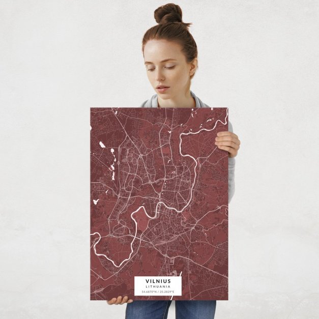 Plakat metalowy Mapa Burgund Wilno L